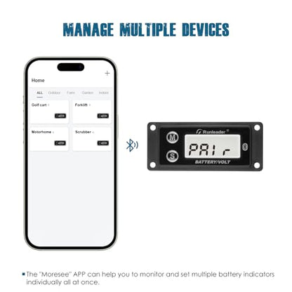 Runleader RL-BI609C Bluetooth Shunt Battery Monitor, Voltage Gauge
