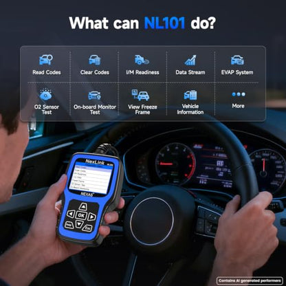 NEXAS NL101 OBD2 Scanner with Battery Tester for All US Vehicles Since 1996 - color: black