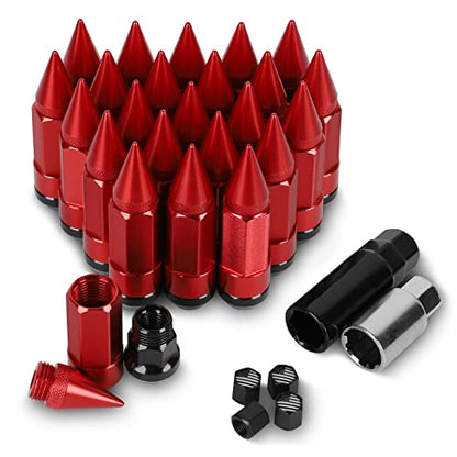 M14X1.5 Spikes Lug Nuts 24PCS - color: Red