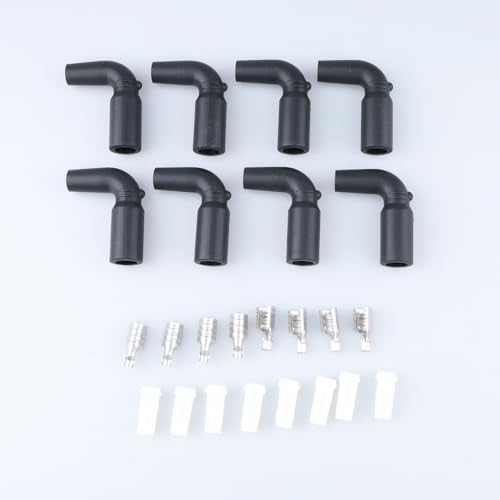 AC PERFORMANCE LT LT1 LS1 LS2 LS 와이어용 고성능 90도 실리콘 부트 및 터미널 키트, 7mm-10mm, 8개 팩, 블랙 - color: 블랙., size: 90 Degree