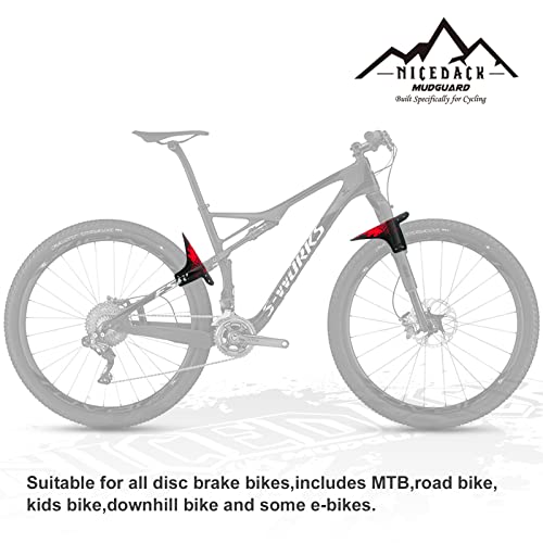 Mountain Bike Fenders, Fits 20-29 Inch MTB, 2-Piece Set - color: Red