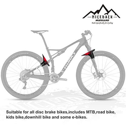 Mountain Bike Fenders, Fits 20-29 Inch MTB, 2-Piece Set - color: Red