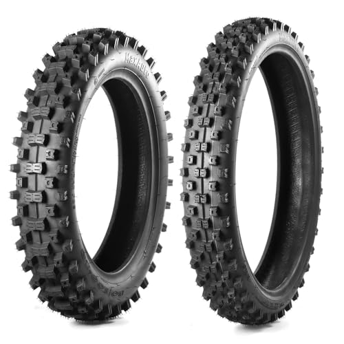 MaxAuto Front 60/100x14 & Rear 80/100x12 for Dirt Bike Tire, Replacement Motocross Off-road Tire for All Dirt Pit Bikes