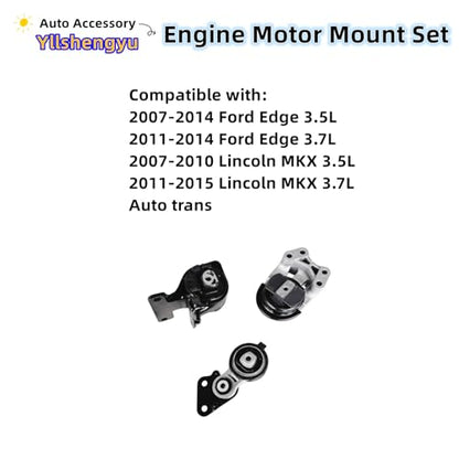 Engine Motor Mount Kit for Edge 2007-2014 & MKX 2007-2015 - size: 2007-2014 Ford Edge 3.5L