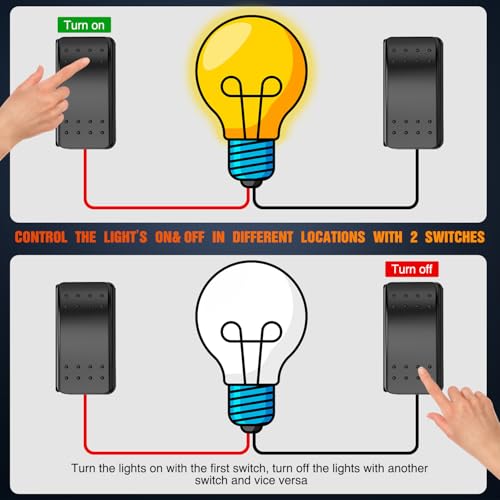 Nilight 2 Pack 3 Way Rocker Switch On Off On 12V-24V Electrical Toggle - color: 3-Way Switch 2 PCS