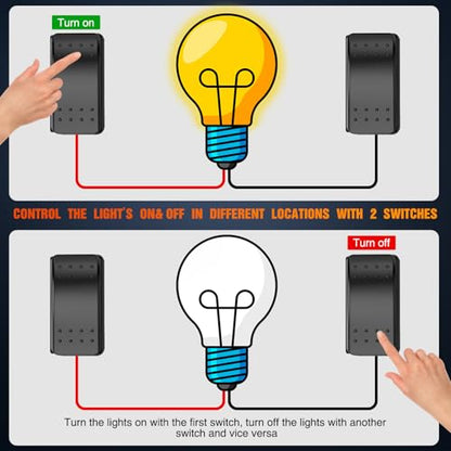 Nilight 2 Pack 3 Way Rocker Switch On Off On 12V-24V Electrical Toggle - color: 3-Way Switch 2 PCS