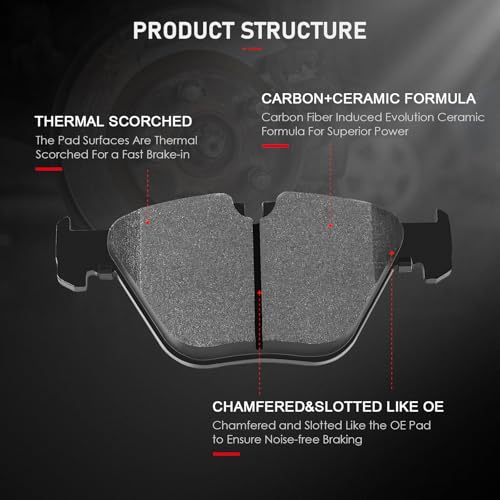 cciyu D918 D1042 Brake Pads w/Hardware Front Rear Disc Brake Pad Set - size: Front[D918] + Rear[D1042]