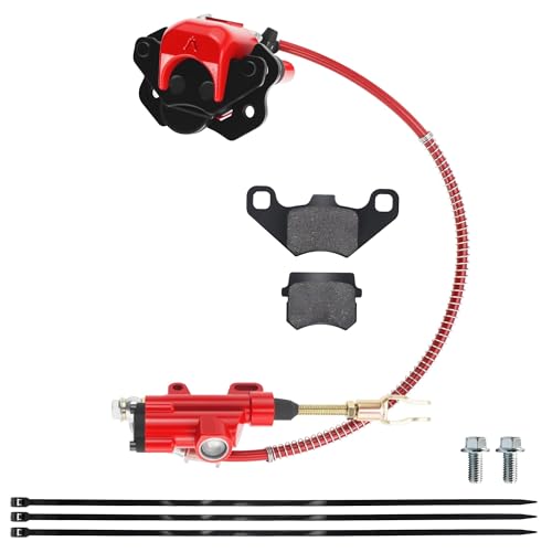 PRO BAT Rear Brake Master Cylinder Caliper With Brake Pad Assembly - color: Red