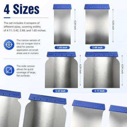 4PCS Car Body Filler Spreader Kit,4 Sizes Car Scraper