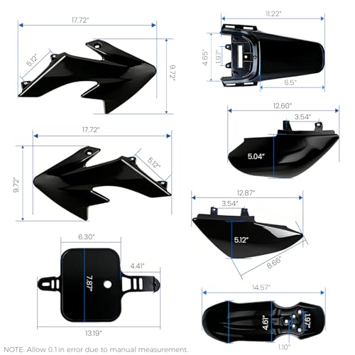 Thickened Plastics Kit, Hyssk Red & White Dirt Bike Fairings Fenders for Honda CRF50 XR50 CRF XR 50 SSR Trail Pit Bike