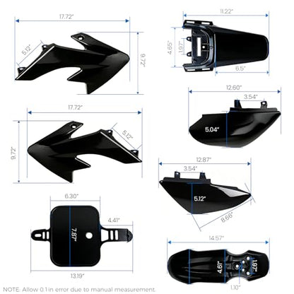 Thickened Plastics Kit, Hyssk Red & White Dirt Bike Fairings Fenders for Honda CRF50 XR50 CRF XR 50 SSR Trail Pit Bike