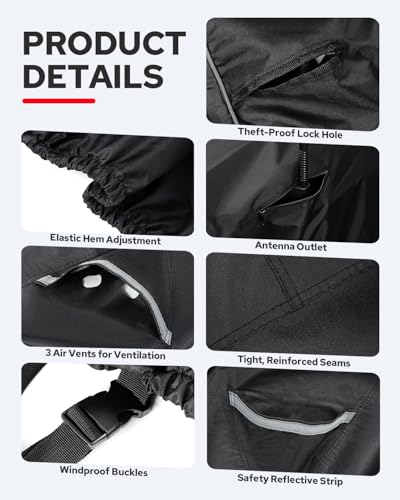 Benlari Motorcycle Cover with Side Top Box Compatible with Harley Davidson Touring Ultra Limited Street Glide Road Glide Electra Glide, Waterproof Motorcycle Cover Outdoor Storage All Weather