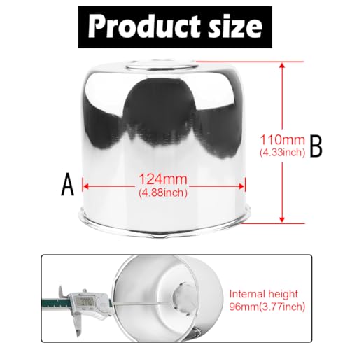 2Pcs 4.88" OD 4.33" H Trailer Wheel Center Caps with Removable Top - color: Chrome, size: 4.88" OD 4.33" H