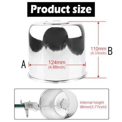 2Pcs 4.88" OD 4.33" H Trailer Wheel Center Caps with Removable Top - color: Chrome, size: 4.88" OD 4.33" H