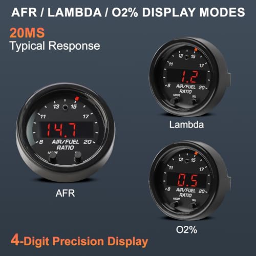30-0300 X-Series 52mm (2-1/16”) Wideband UEGO Air/Fuel Ratio Gauge with LSU 4.9 Sensor Controller Gauge with Wideband Oxygen Sensor