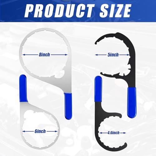 4 Pcs Fuel Filter Wrench 4.6'' & 5'' & 6'' & 8'' Blue - color: Blue, size: 4.6'' & 5'' & 6'' & 8''