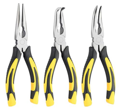 3pcs 8inch Reach Needle Nose Pliers Set for Narrow Spaces