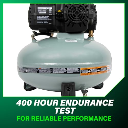 Metabo HPT Pancake Air Compressor, 6-Gallon 165PSI, Portable Air Compressor with 1.0 HP Oil-Free High Efficiency Motor, Lihghtweight, Quick Couplers for Fast Tool Changes, EC711S - style: 6-Gallon Pancake, 165 PSI