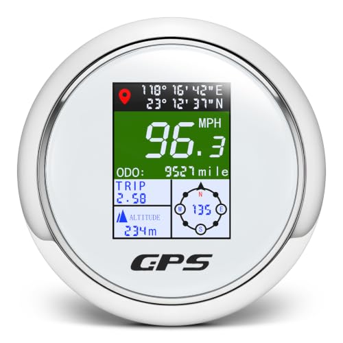 Boat GPS Speedometer Gauge 3-3/8" 85mm Waterpoof for Marine Car - color: White