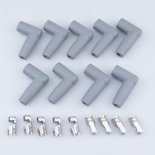 AC PERFORMANCE 90도 HEI 실리콘 스파크 플러그 고무 부트 터미널 키트, 7mm-8.5mm 와이어용, 9개 팩 - color: 회색., size: 90 Degree