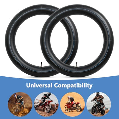 2-PCS 3.25/3.50-16(90/100-16) TR4 Straight Valve Stem Heavy Duty Butyl Rubber Dirt Bike Motorcycle Replacement Inner Tubes Compatible with Mini Pit Bikes, Off-Road Motorcycles Front/Rear Tire Tubes