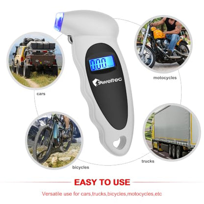 Digital Tire Pressure Gauge,Accurate Cars Air Gauge 150 PSI,2 Pack - color: Silver(2PK), size: 2 Pack