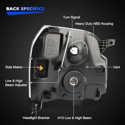 Headlights w/Bulb Compatible with 2007-2014 GMC Yukon & Yukon XL 1500/2500 SLE SLT Base Hybrid, Replaces 15861025 15861026 Front Headlamp Assembly Halogen 2 PCS - size: 07-14 Yukon Amber