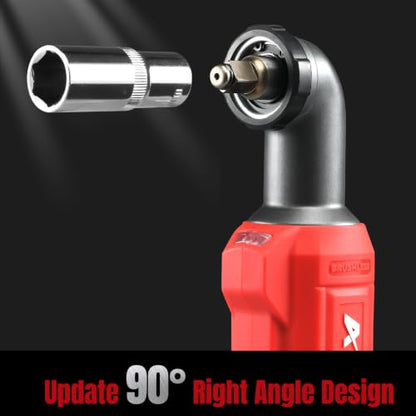 AOBEN 3/8" Brushless Right Angle Impact Wrench for Auto Repair &Tight Space - color: Venetian Red