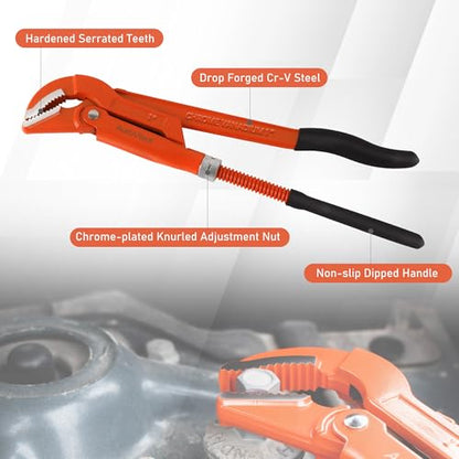 12-Inch 45°Angled Jaw Swedish Pipe Wrench