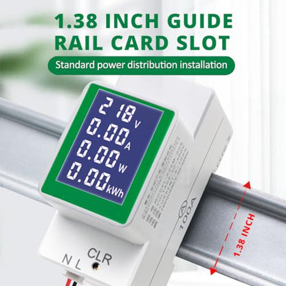 AC 50-300V 100A Digital Power Meter, Din Rail, LCD, Multi Function - style: AC Din Rail Meter 100A