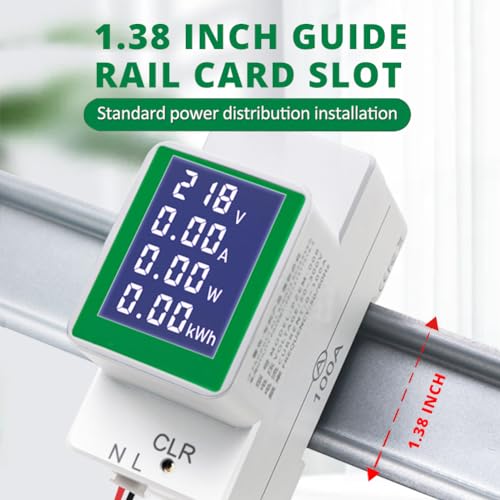 AC 50-300V 100A Digital Power Meter, Din Rail, LCD, Multi Function - style: AC Din Rail Meter 100A
