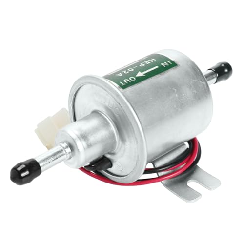 BDZMC Car Electric Fuel Pump, 12V Transfer Inline Fuel Pump, Low-Pressure Gas Diesel Fuel Pump 3-6psi, Gasoline Transfer Fuel Pump Replacement for Lawn Mower Carburetor Engine HEP-02A (Silver) - color: Silver