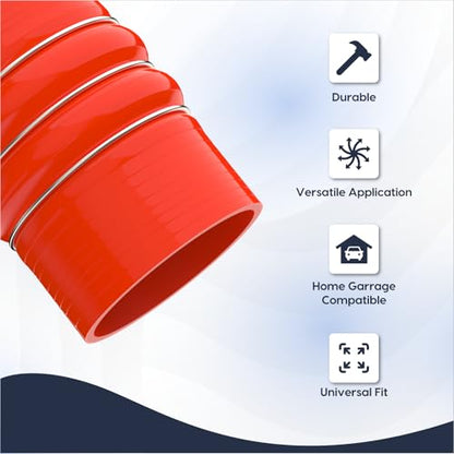Endure 3.5"(89mm) Turbo Intercooler Hose, CAC Silicone 4-Ply - Red - color: Red, size: 3.5Inch-(89mm)