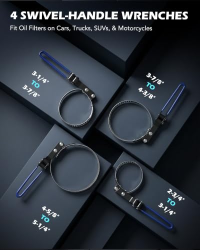 OMT 9pc Oil Filter Wrench Set, Universal 3-Jaw Removal Tool