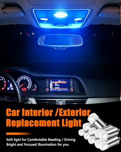 Qasim 1893 LED Bulb BA9S 1895 53 57 12V Blue Car Light 10-Pack - color: Blue