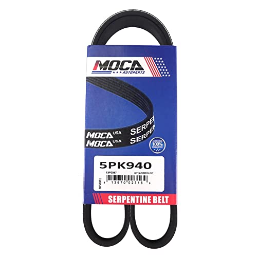 MOCA 5PK940 EPDM Serpentine Belt Fits for Acura & for Dodge & for Cadillac SRX 4.6L V8 281ci - size: 5PK940