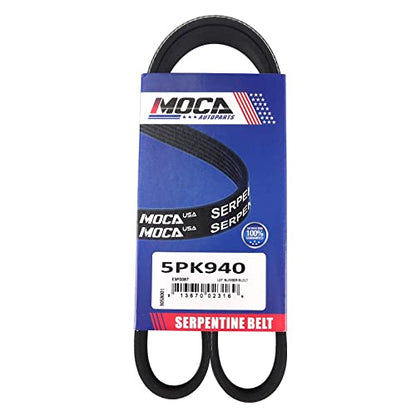 MOCA 5PK940 EPDM Serpentine Belt Fits for Acura & for Dodge & for Cadillac SRX 4.6L V8 281ci - size: 5PK940