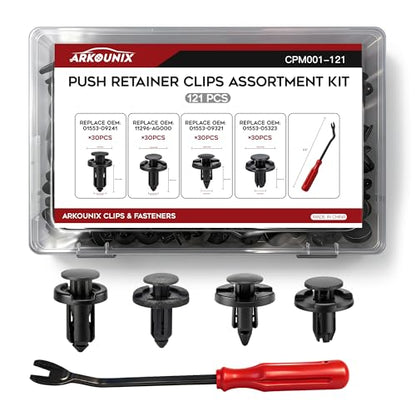 121PCS Push Retainer Clips Fits Nissan & Infiniti, Altima 1996-2018, Rogue 2008-2018, Sentra 2000-2012, Frontier 1998-2018, Maxima 1995-2014 and More, Bumper/Splash Shield/Fender Liner Clips