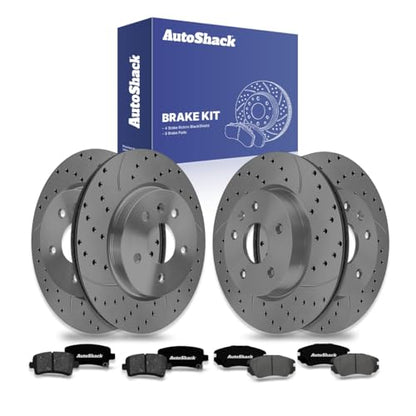 AutoShack Front & Rear Coated Rotors & Premium Pads for Chevy Malibu 2015 - style: BlackShield & Premium Pad