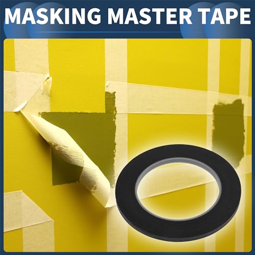 Masking Tape, 0.2 Inches x 32.8 Yards DIY Car Auto Paint Painters Tape Black, 1 Pc - color: Black, size: 0.2 Inches x 32.8 Yards