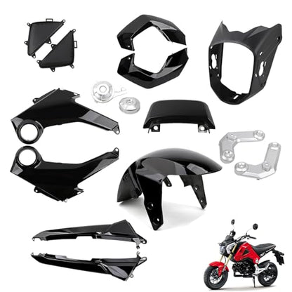 Mokuo Motorcycle Fairing Kits Compatible with Honda Grom MSX 125 2013-2016,Black Color - style: Black