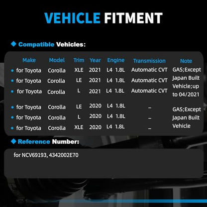 Front Left CV Axle for Toyota Toyota Corolla L/LE/XLE 2020-2021 - size: Front Left CV Axle Shaft