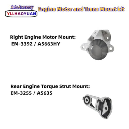 Yllhaoyuan Set of 3 Motor Mounts for Explorer 3.5L NA (Non-Turbo) 2011-2015 - size: 2011-2015 Explorer 3.5L