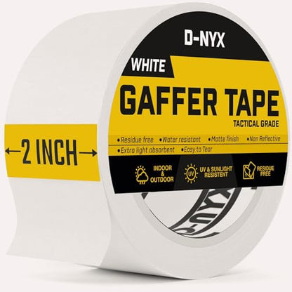 D-NYX Gaffer Tape 1.88 Inch 1 Pack White Gaff Tape No Residue - color: White, size: 1.88 inch