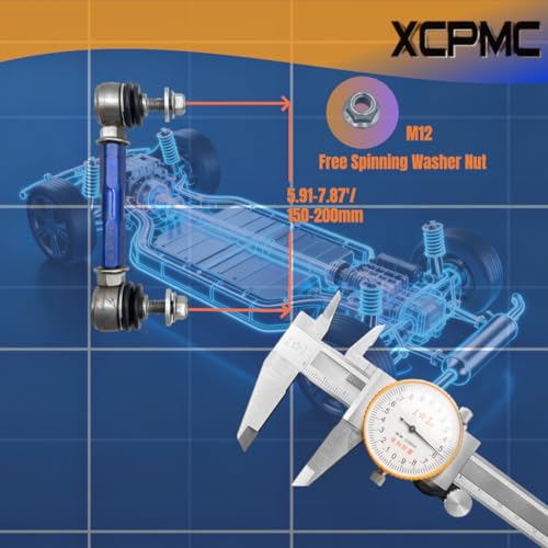 2Pc 5.91-7.87' 150-200mm M12 Modified Adjustable Stabilizer Sway Bar Link - size: Rear-5.91-7.87Inch-M12