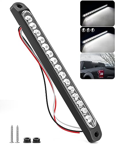 PSEQT 10" LED Trailer Reverse Backup Running Light Bar White Tail Strip Clearance Rear Assembly Waterproof for Pickup Golf Cart Offroad Truck RV, 1Pcs - color: White, 1PCS