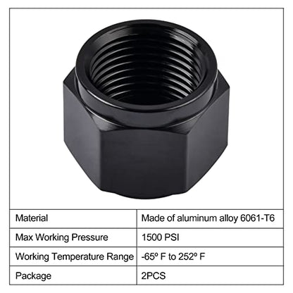 EVIL ENERGY 4AN Flare Cap Block off Fitting Plug Black 2PCS - size: 4AN