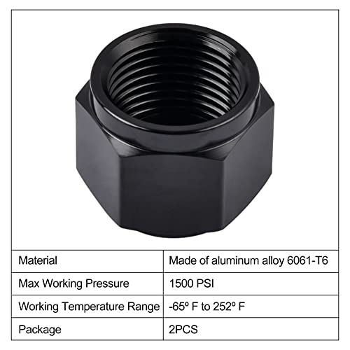 EVIL ENERGY 3AN Flare Cap Block off Fitting Plug Black 2PCS - size: 3AN