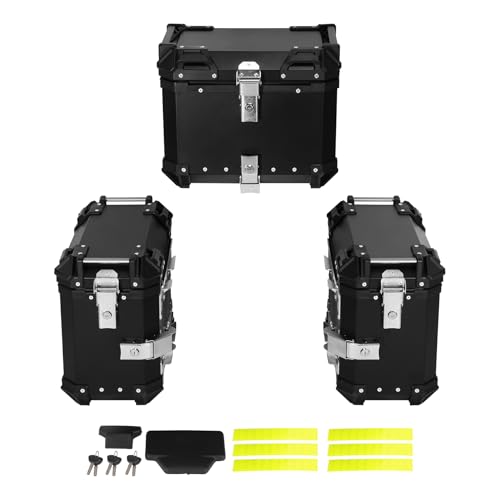 TCT-MOTORPARTS Aluminum Trunk Luggage Top Case & Pannier Side Case Fits for BMW R1300GS 2023-2025 - color: Black Saddlebags (36L)+Trunk (45L)
