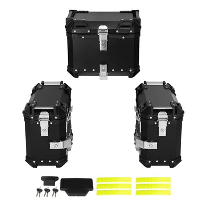 TCT-MOTORPARTS Aluminum Trunk Luggage Top Case & Pannier Side Case Fits for BMW R1300GS 2023-2025 - color: Black Saddlebags (36L)+Trunk (45L)